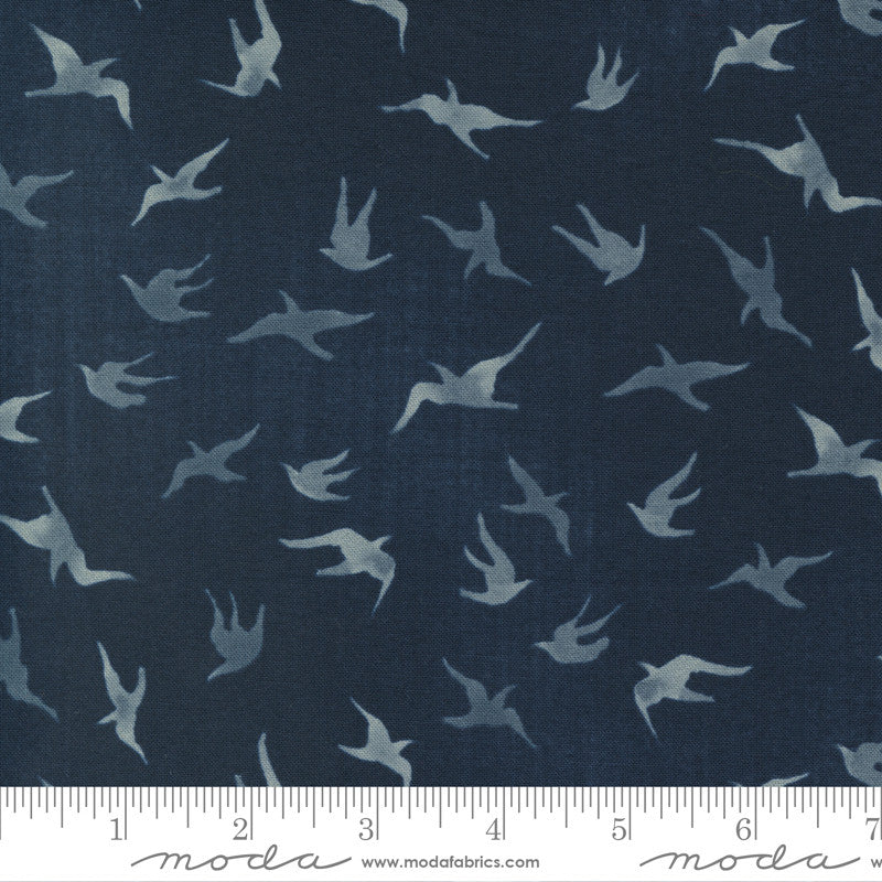Janet Clare To the Sea Quilt Fabric Kittiwake Style 16933/11 Dark Ocean