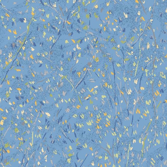Laura Berringer Yellow Sky Quilt Fabric Fields Fabric Style R2130 Light Blue