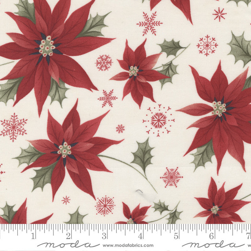 3 Sisters Poinsettia Plaza Festive Floral Quilt Fabric Style 44290/11 Cream