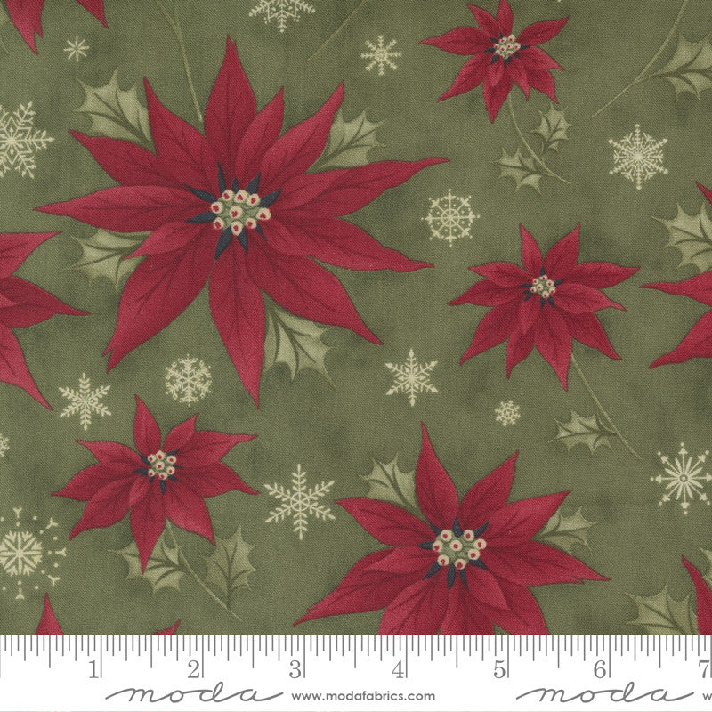 3 Sisters Poinsettia Plaza Festive Floral Quilt Fabric Style 44290/14 Holly