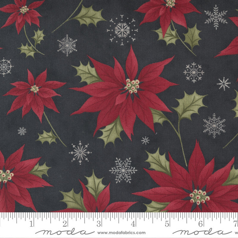 3 Sisters Poinsettia Plaza Festive Floral Quilt Fabric Style 44290/15 Ebony