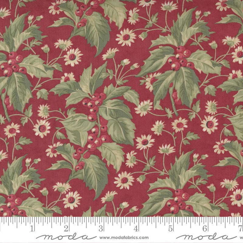 3 Sisters Poinsettia Plaza Holly Berry Quilt Fabric Style 44291/12 Crimson