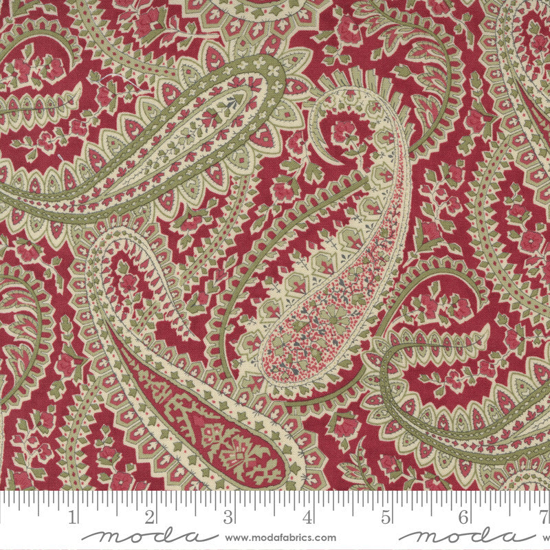 3 Sisters Poinsettia Plaza Paisley Quilt Fabric Style 44292/12 Crimson