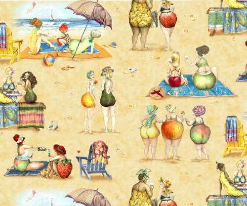 Elizabeth Studios Fruit Ladies Ladies on the Sand Quilt Fabric Style 1519