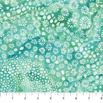 Northcott Turtle Bay Quilt Fabric Coral Flower Style DP24720-74 Seafoam