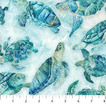 Northcott Turtle Bay Quilt Fabric Turtles Style DP24717-64 Turquoise