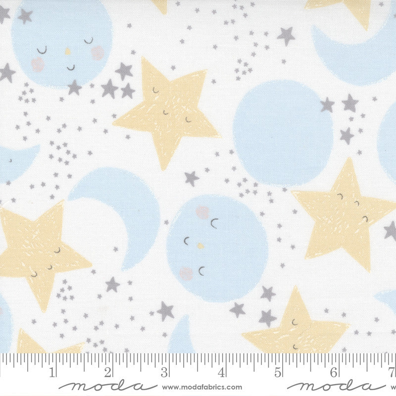 Moda D Is For Dream Star and Moon Faces Quilt Fabric Style 25123/11 White