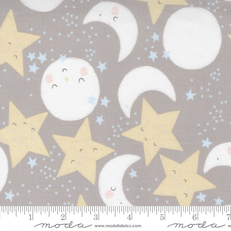 Moda D Is For Dream Star and Moon Faces Quilt Fabric Style 25123/12 Dark Grey