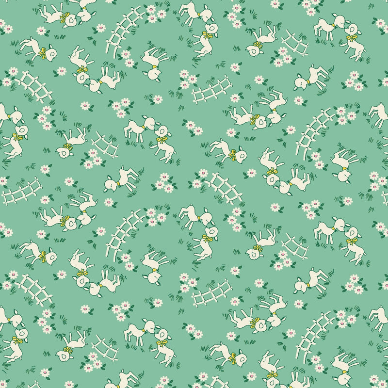 Nana Mae VI 30's Reproduction Quilt Fabric Sheep Style 362-66 Green