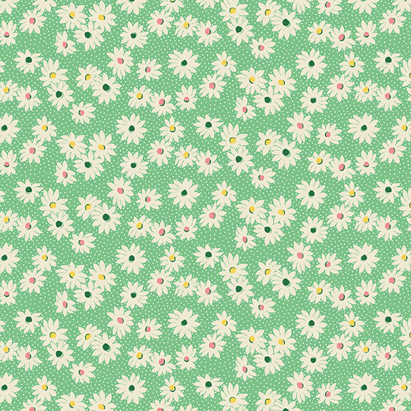Nana Mae VI 30's Reproduction Quilt Fabric Medium Daisies Style 363-66 Green