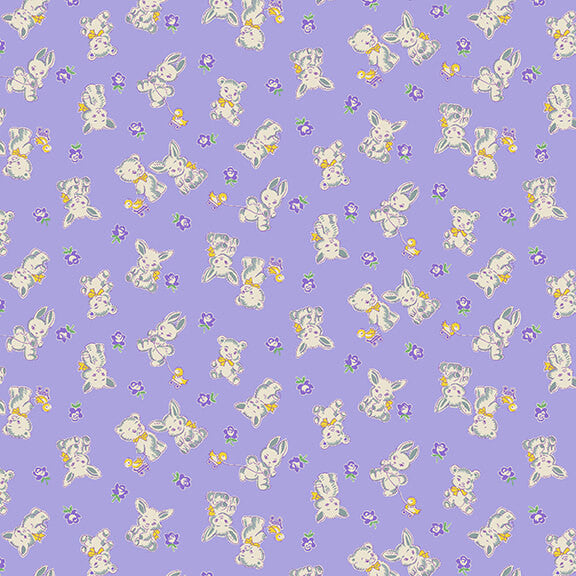 Nana Mae VI 30's Reproduction Quilt Fabric Bunnies & Bears Style 367-55 Lavender