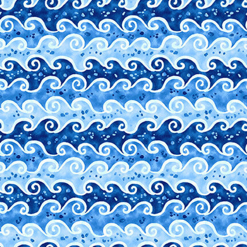 Studio E The Sea Is Calling Quilt Fabric Waves Style 6784-17 Blue
