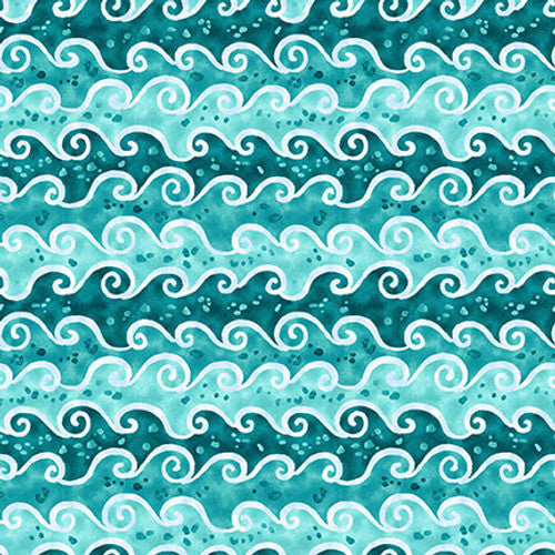 Studio E The Sea Is Calling Quilt Fabric Waves Style 6784-60 Teal