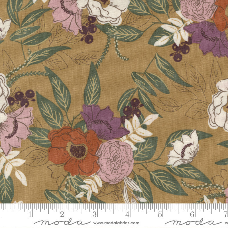 Moda Slow Stroll Quilt Fabric Gratitude Bouquet Style 45541/16 Golden
