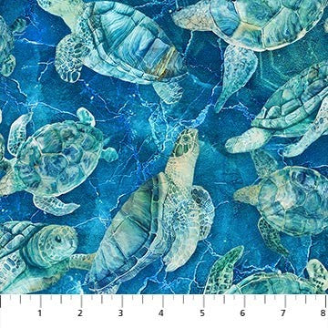 Northcott Turtle Bay Quilt Fabric Sea Turtles Style DP24717-48 Indigo