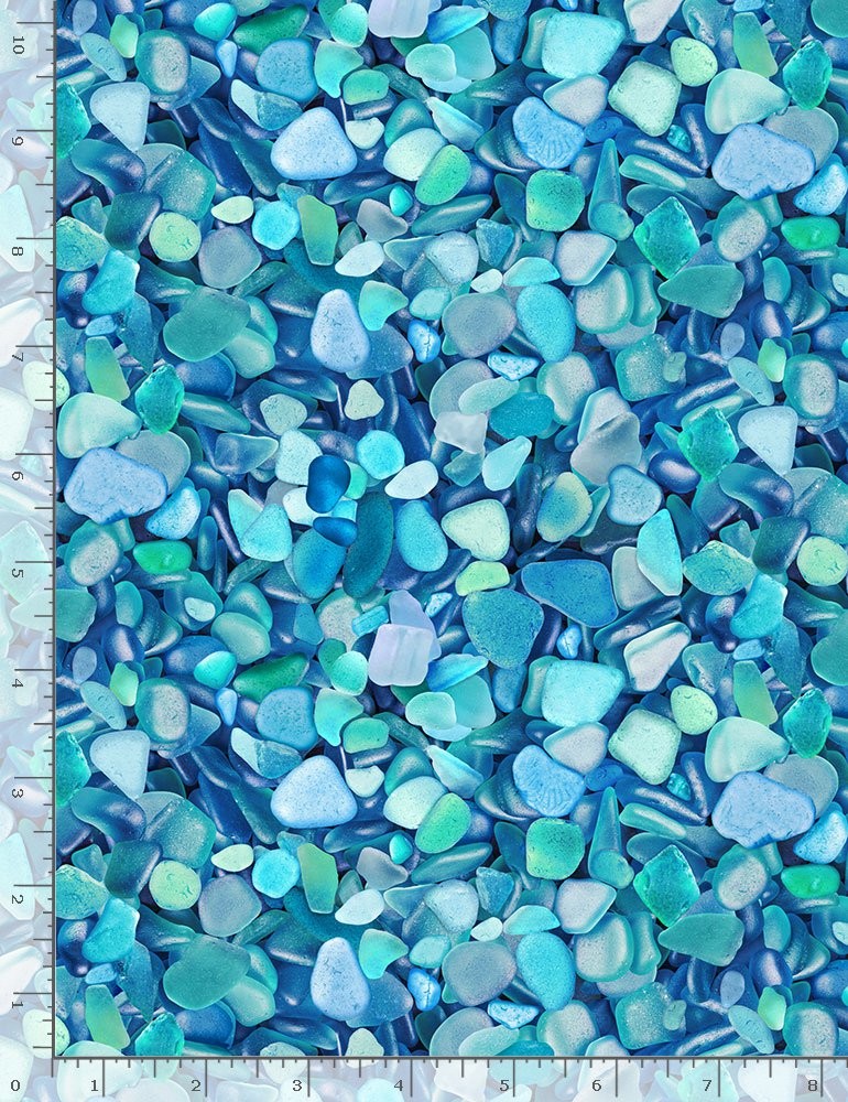 Timeless Treasures Quilt Fabric Packed Sea Glass Style C1237 Blue