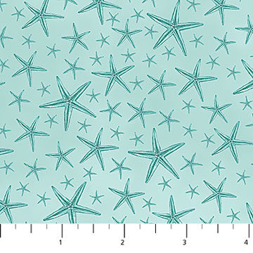Northcott Beach Therapy Quilt Fabric Starfish Style 25472-62 Aqua
