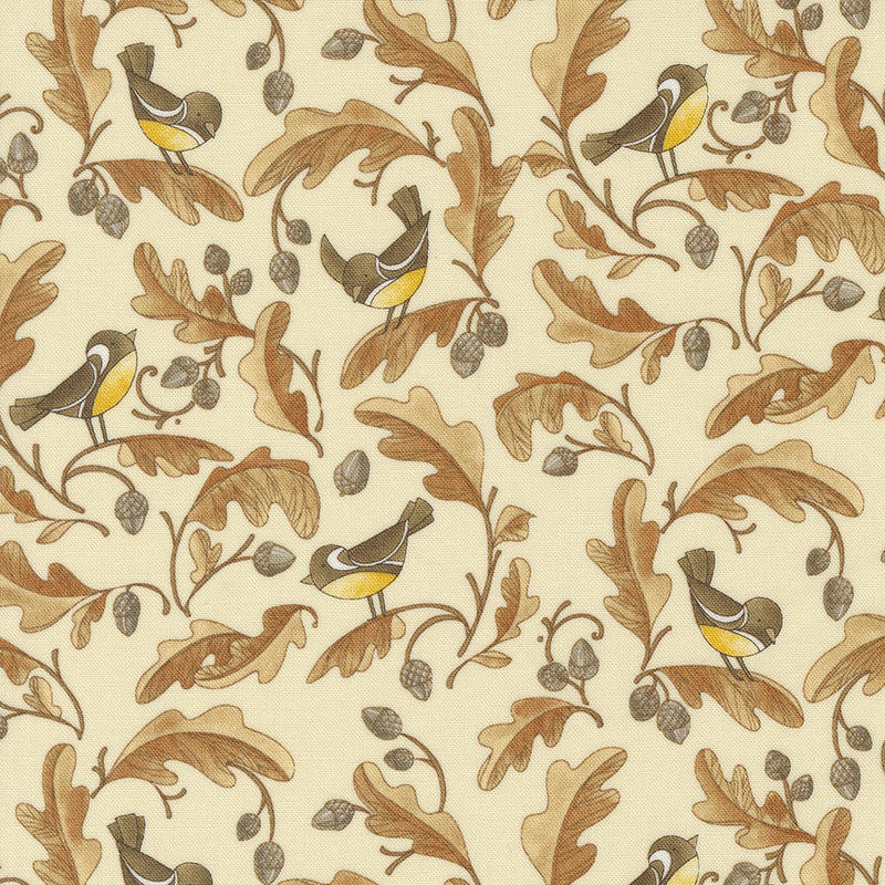 Robin Pickens Forest Frolic Quilt Fabric Chickadees Style 48742-12 Cream