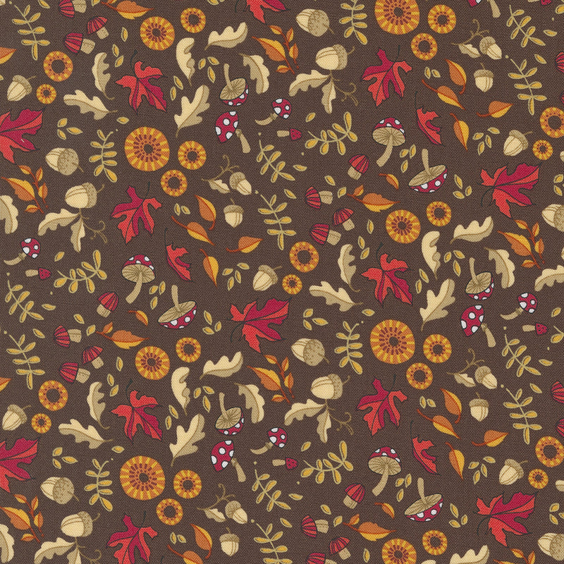 Robin Pickens Forest Frolic Quilt Fabric Fall Fling Style 48744-15 Chocolate