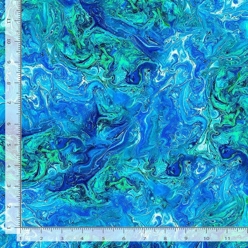 Timeless Treasures Nature's Glow Abstract Marble Quilt Fabric Style CD2154 Blue