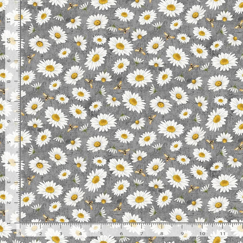 Honey Bee Farm Bee & Daisy Quilt Fabric Style CD2397 Slate