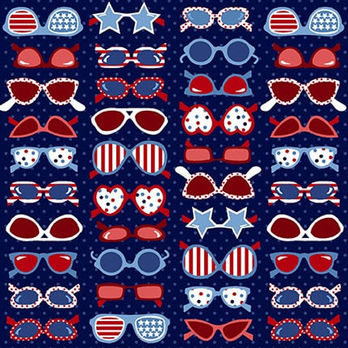 StudioE Star-Spangled Beach Quilt Fabric Sunglasses Style 7483/77 Navy