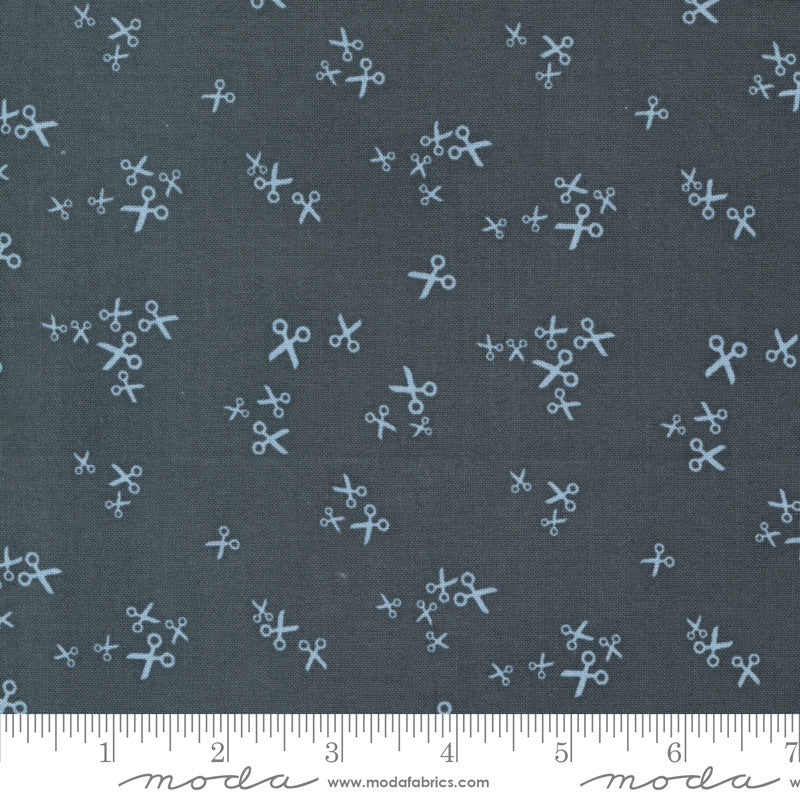 Moda Zen Chic Bluish Quilt Fabric Scissors Style 1824/18 Charcoal