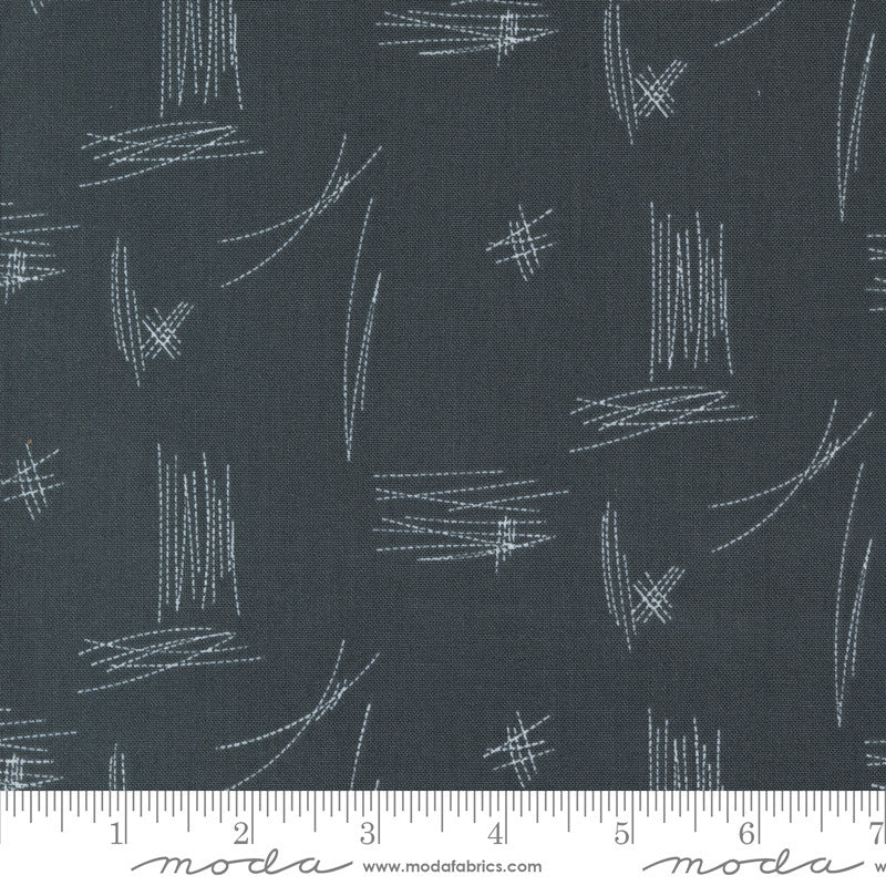 Moda Zen Chic Bluish Quilt Fabric Stitches Style 1822/18 Charcoal