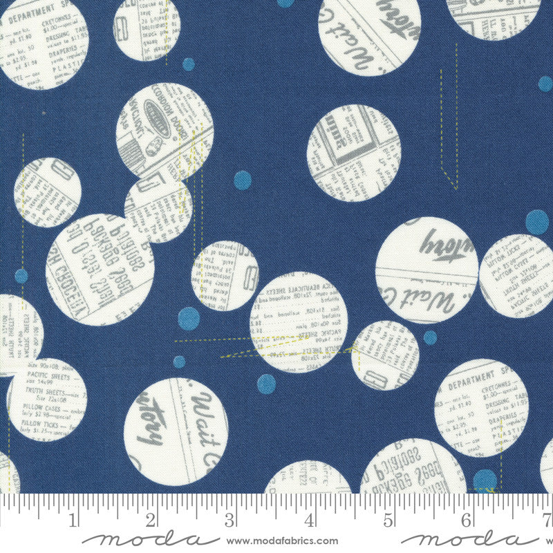 Moda Zen Chic Bluish Quilt Fabric News Dropping Style 1823/16 Blueprint