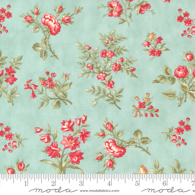 Moda Collections Etchings Quilt Fabric Grateful Garden Style 44331/12 Aqua