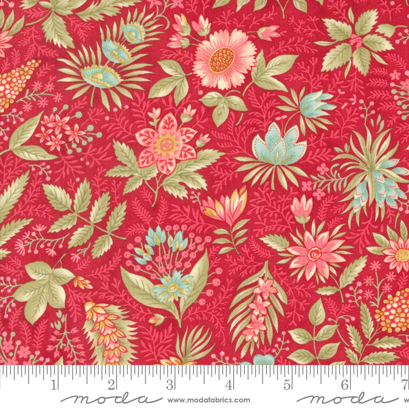 Moda Collections Etchings Quilt Fabric Joyful Jacobean Style 44332/13 Red