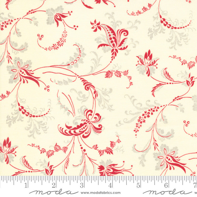 Moda Collections Etchings Quilt Fabric Serene Stroll Style 44333/22 Parchmnt Red