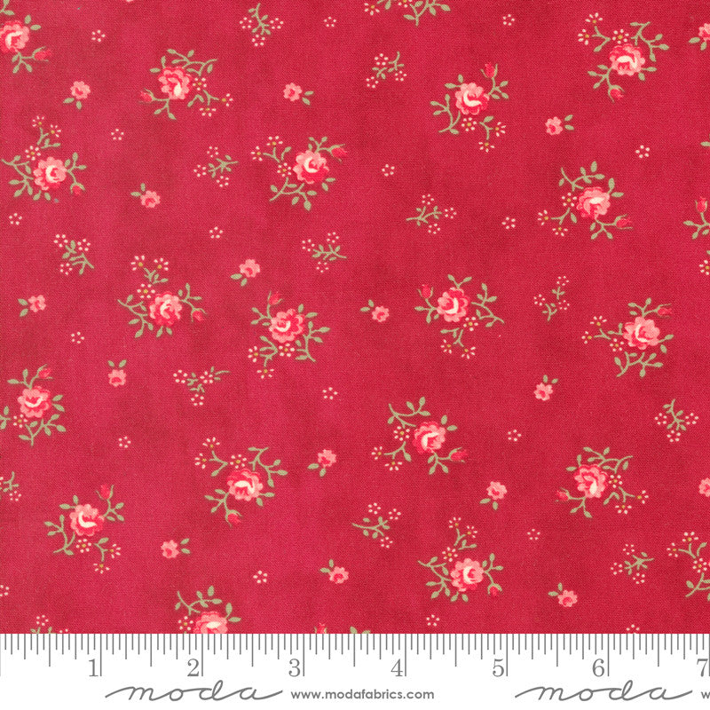 Moda Collections Etchings Quilt Fabric Peaceful Posies Style 44336/13 Red