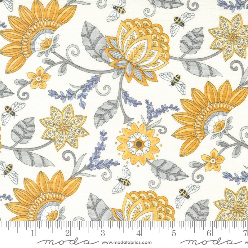 Moda Honey & Lavender Quilt Fabric Garden Jacquard Style 56080/11 Milk