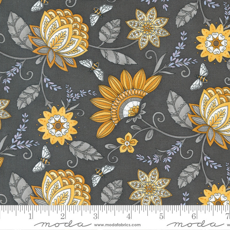 Moda Honey & Lavender Quilt Fabric Garden Jacquard Style 56080/17 Charcoal