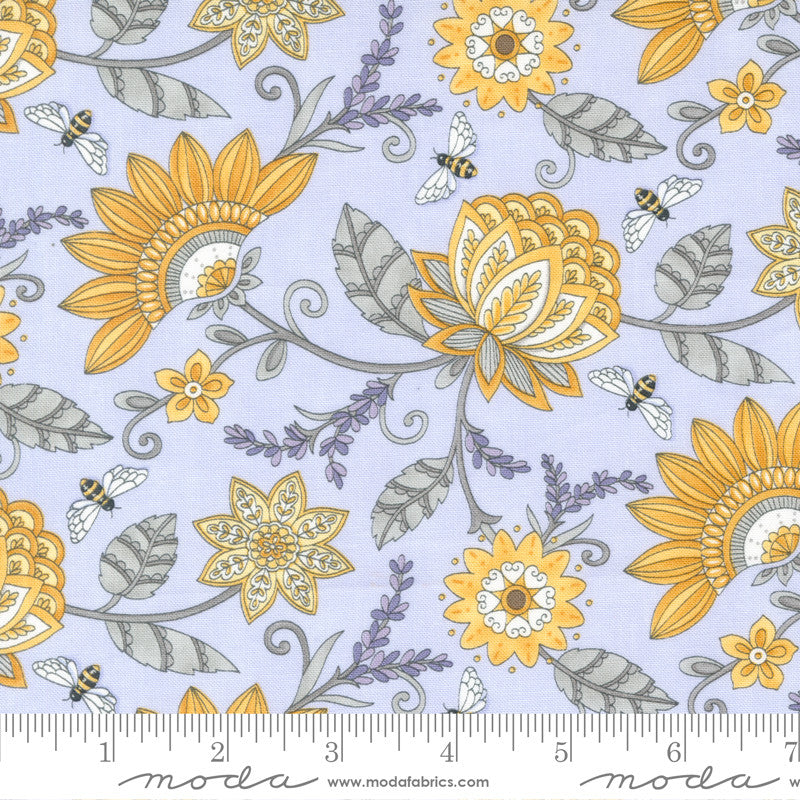 Moda Honey & Lavender Quilt Fabric Garden Jacquard Style 56080/18 Soft Lavender