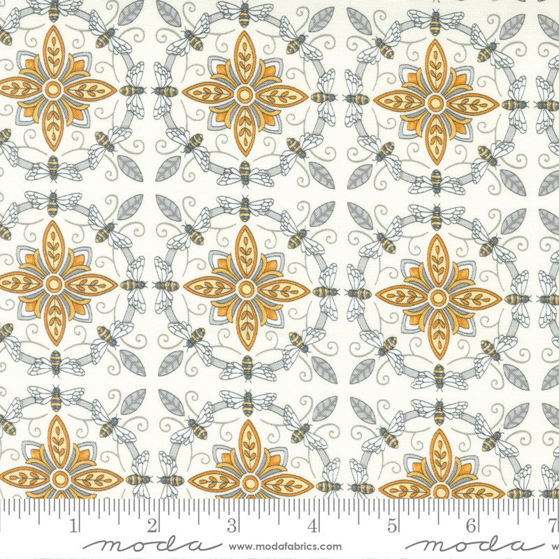 Moda Honey & Lavender Quilt Fabric Bumble Bee Tiles Style 56081/11 Milk