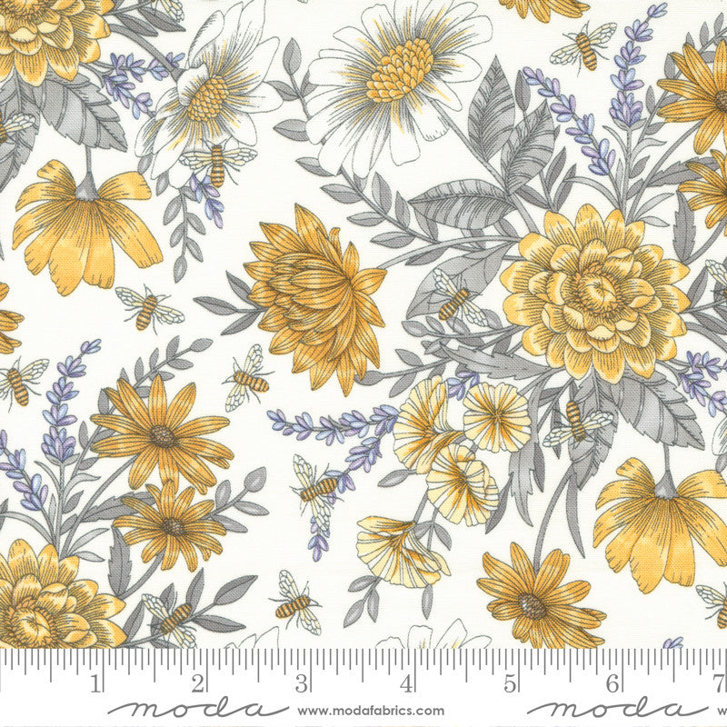 Moda Honey & Lavender Quilt Fabric Floral All Over Style 56083/11 Milk