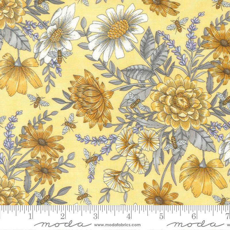 Moda Honey & Lavender Quilt Fabric Floral All Over Style 56083/12 Honey