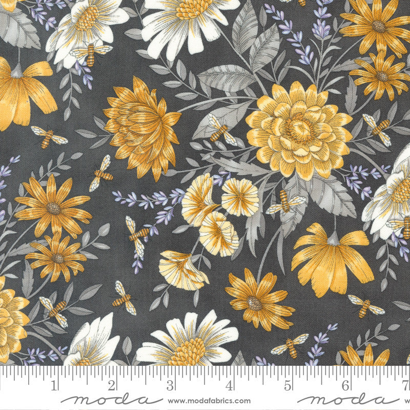 Moda Honey & Lavender Quilt Fabric Floral All Over Style 56083/17 Charcoal