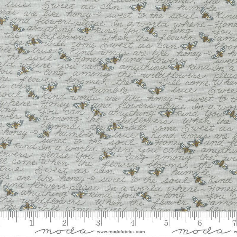 Moda Honey & Lavender Quilt Fabric Kind Words Style 56084/15 Dove Grey