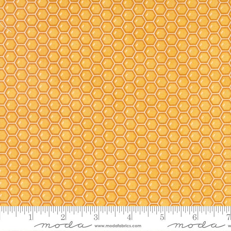 Moda Honey & Lavender Quilt Fabric Honeycomb Style 56085/14 Beeskep Gold