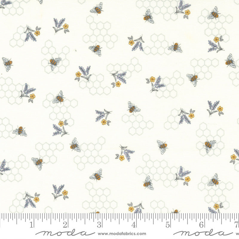 Moda Honey & Lavender Quilt Fabric Bees & Lavender Style 56087/11 Milk