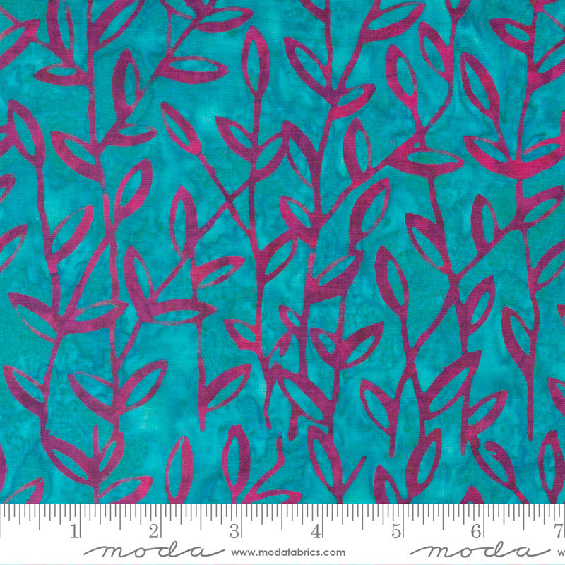 Moda Chroma Batiks Quilt Fabric Twining Leaves Style 4366/37 Caribbean