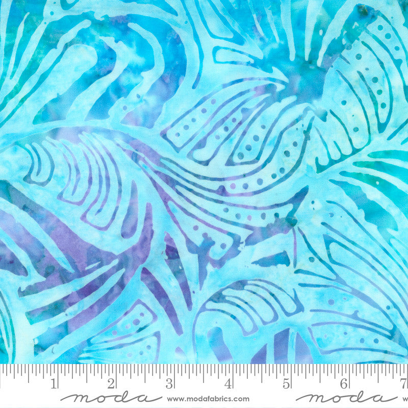 Moda Chroma Batiks Quilt Fabric Abstract Leaves Style 4366/40 Sky