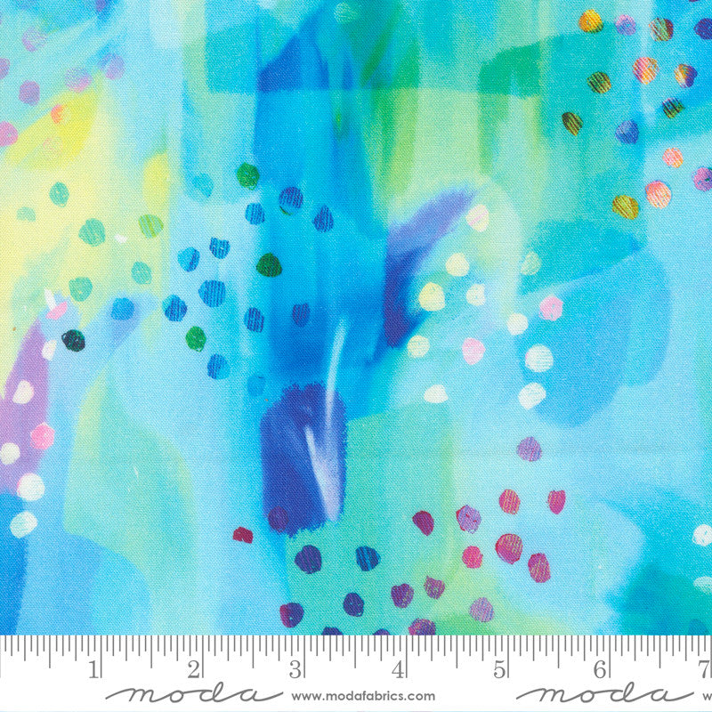Moda Gradients Auras Quilt Fabric Watercolor Collage Dots Style 33731/13 Turquoise