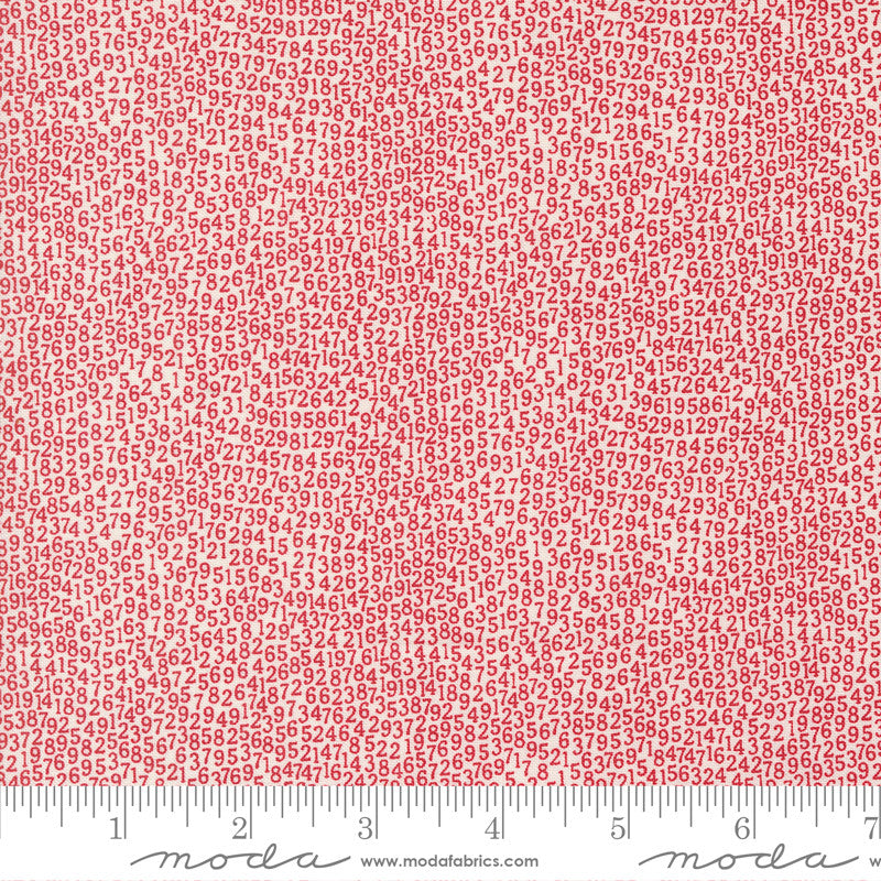 Moda Sweetwater Vintage Quilt Fabric Numbers Style 55656/12 Cream Red