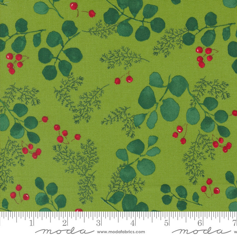 Robin Pickens Winterly Quilt Fabric Greenery & Berries Style 48764/13 Grass