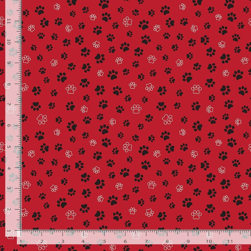 Timeless Treasures Feline Good Quilt Fabric Kitty Cat Paws Style CD254 Red