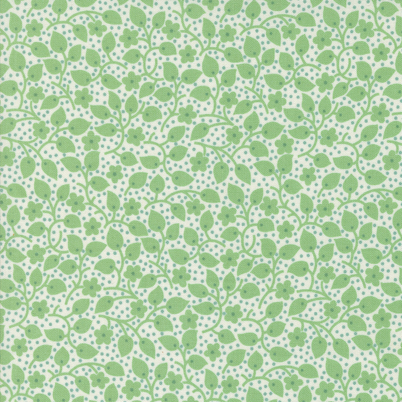 Moda 30s Playtime Quilt Fabric Leafy Polka Style 33753/11 Aloe